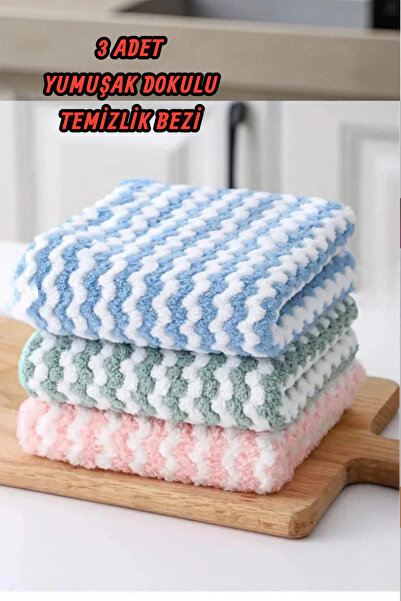 Manosta ( 3 Adet ) Yumuşak Dokulu Mikrofiber Pufuduk Bez. 30x30 Cm Mutfak Temizlik ve Kurulama Bezi