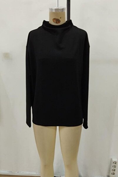 Mossta Turtleneck Long Sleeve Modal Blouse - Black