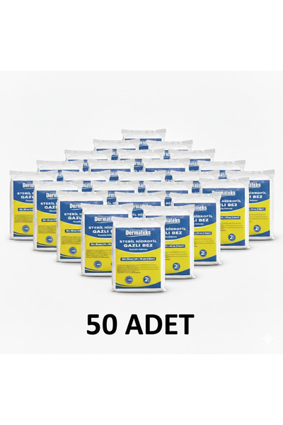 Dermateks STERİL HİDROFİL GAZLI BEZ 30X80CM (2 ADET 30X40CM) EMİCİ SPANÇ - 50 ADET