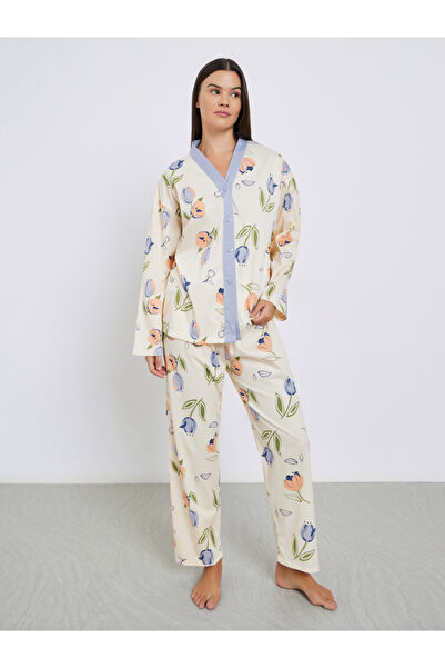 Styli Floral Print Shirt and Pyjama Set