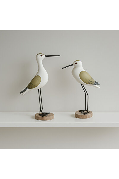 YINZUO Wooden Bird Figurines with Iron Legs – Decorative Coastal Tabletop Sculptures, Home Décor Ornament