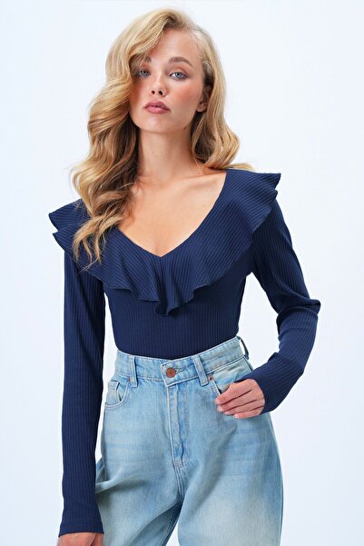 VAGGON Μπλούζα με μαλακή υφή με λαιμόκοψη σε σχήμα V