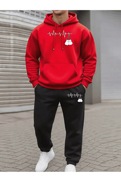 Flow touch Boxing Glove Pulse Printed Hoodie Tracksuit Set