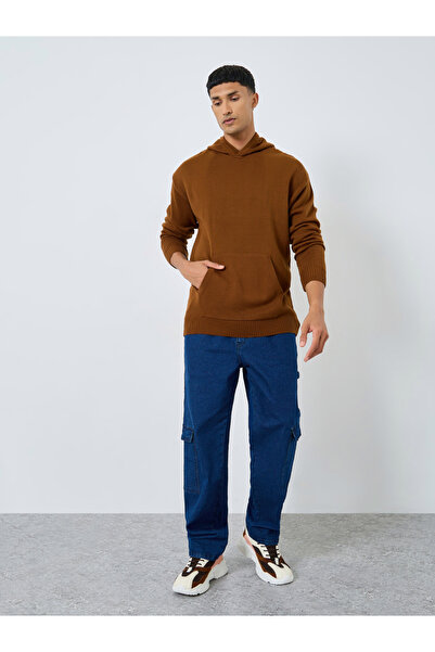 Styli Coffee Brown Knit Oversized Hoodie