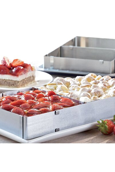 AVA AVA Adjustable Rectangular Tray, Steel, Silver, 22-41.5 cm x 18-34 x 3.5 cm x 5 cm