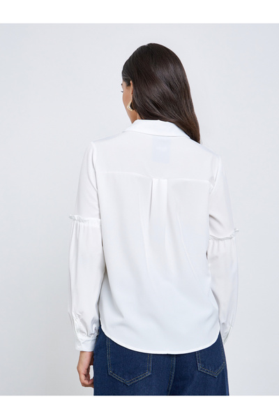 Styli White Applique Pocket Detail Casual Shirt