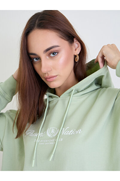 Styli Green Oversized Printed Hoodie and Joggers Co-Ords