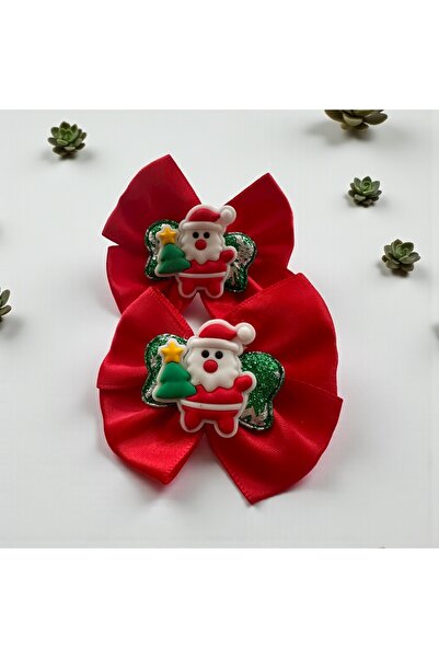 ALS Tasarım Dünyası Red Santa Claus Themed Christmas, New Year, Clip-On Hairpin