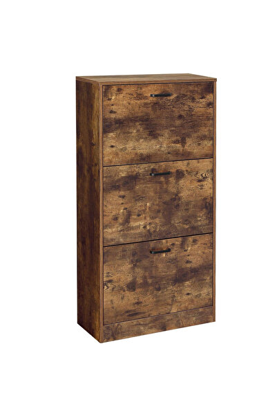 VASAGLE Shoe cabinet with 3 folding doors, made of wood, for 12-18 pairs, 60x...