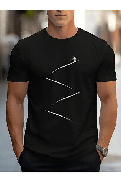 Flow touch تي شيرت الدراجات والخطوط المائلة مطبوع