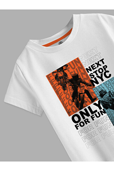 CODEZ By Styli Kids White Graphic Print Cotton T-Shirt