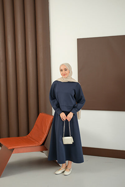 LOCCO Women's Crew Neck Scuba Suit Navy Blue