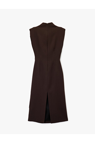 Koton Mock Neck Sleeveless Slit Detailed Basic Long Dress
