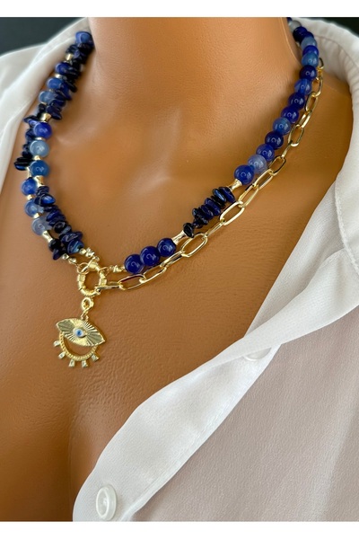 Limi Design Lapis taşı göz aksesuarlı doğaltaş çoklu kolye