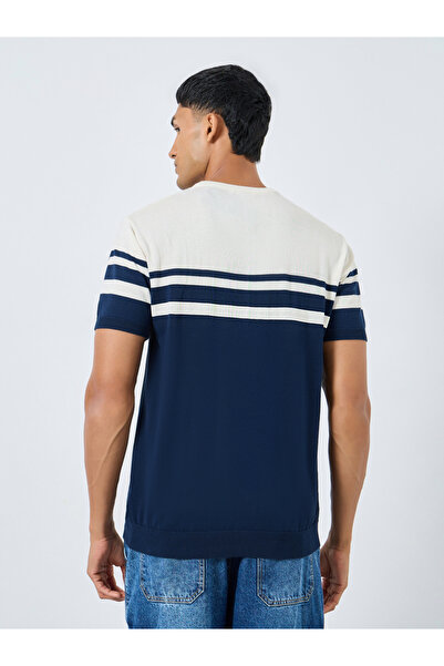 Styli Boxy Fit Flat Knit Striped T-Shirt