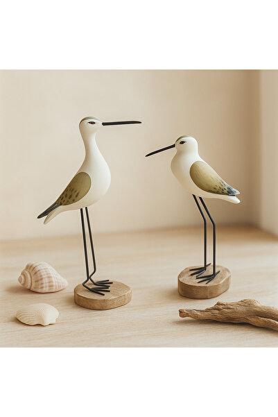 YINZUO Wooden Bird Figurines with Iron Legs – Decorative Coastal Tabletop Sculptures, Home Décor Ornament