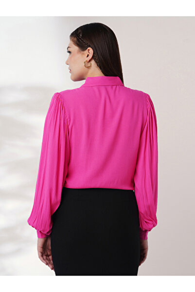 Globus By Styli Pink Balloon Sleeves Buttoned Shirt
