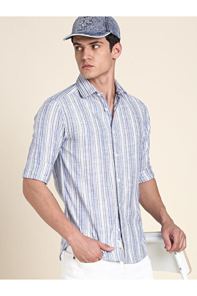 Dennis Lingo By Styli Men Striped Slim Fit Cotton Casual Shirt