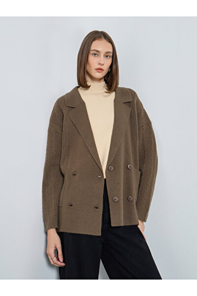 Styli Brown Longline Double Breasted Trench Cardigan