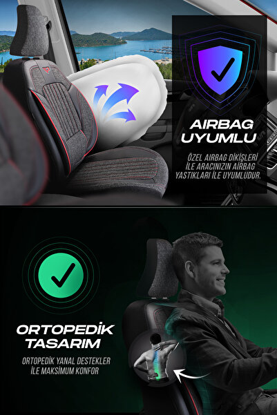 Panda Kılıf Panda Milano Series Linen Fabric Car Seat Cover - Full Set