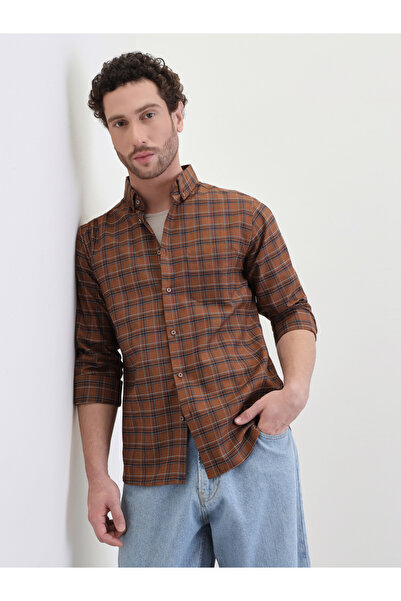 Styli Checked Regular Fit Spread Collar Shirt