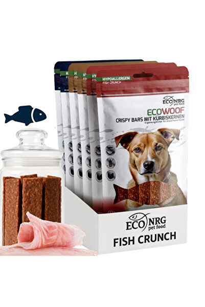 ECO NRG PET FOOD Dog Treats | Fish Snacks | TRIO BARS | Plain/Pumpkin/Brewer's Yeast | 6 x 125 g