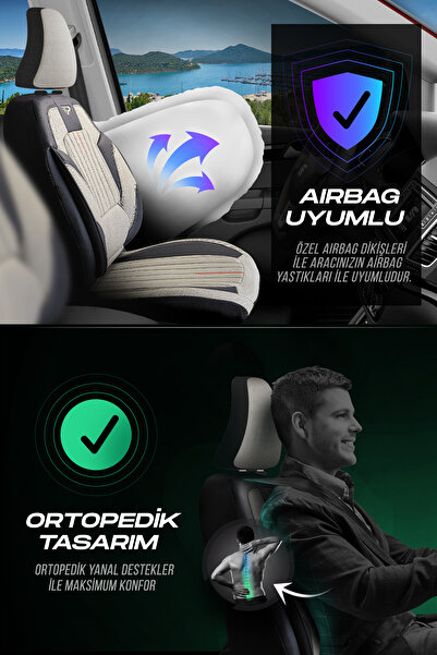 Panda Kılıf Panda Milano Series Linen Fabric Car Seat Cover - Full Set