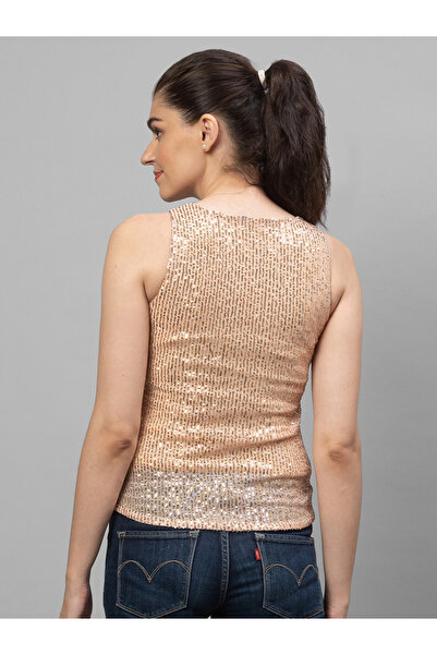 Globus By Styli Women Gold Embellished Round Neck Top