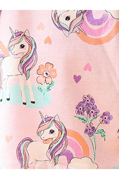 Anthrilo By Styli Girls Unicorn Print Cotton T-Shirt and Shorts Set