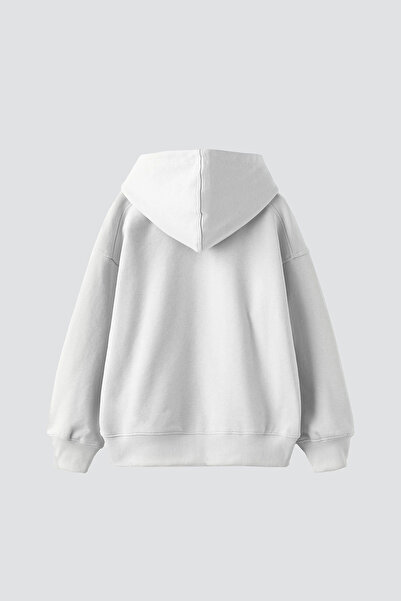 Sekizbiraltı Aura Printed Oversized Unisex White Hoodie