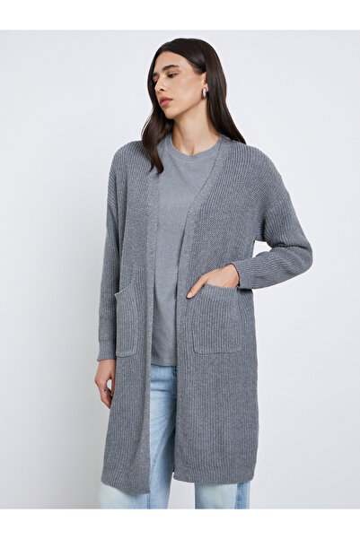 Styli Grey Regular Fit Knitted Cardigan