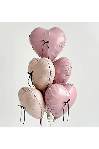 Çemrek Süs Parti Bow Heart Balloon Set 5 Foil Heart Balloons