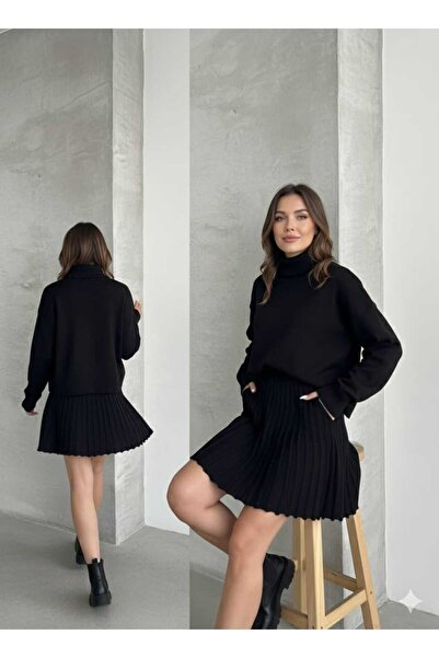 Cemre Life New Deux Fleece-Lined Skirt Pleated Double Suit