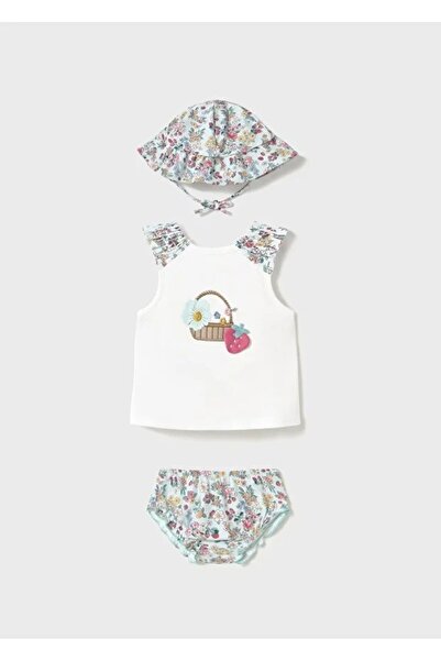 MAYORAL Baby Girl Swimsuit Hat T-Shirt 3-Piece Set 1668