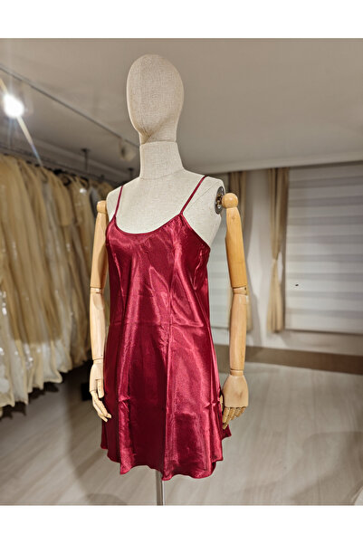 LARİS Sevgililer Günü Özel Kırmızı Saten Mini Askılı Elbise