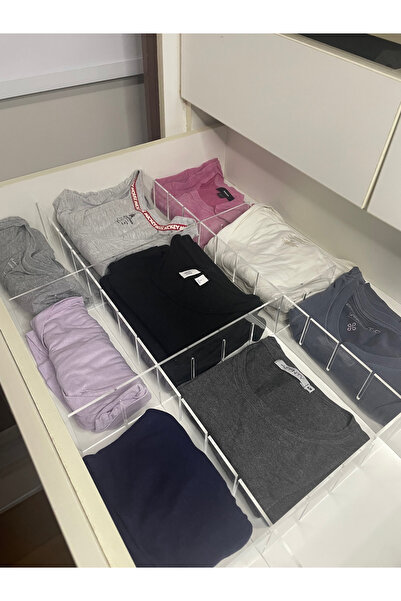 Bola Concept Şeffaf Pleksi Dolap Raf ve Çekmece Düzenleyici 3 mm Akrilik Bölme Organizer 25x8 cm (2 Parça)