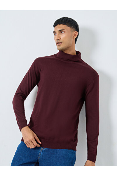Styli Maroon Turtleneck Sweater