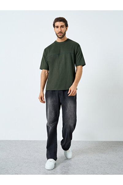 Styli Olive Green Oversized Crew Neck T-Shirt