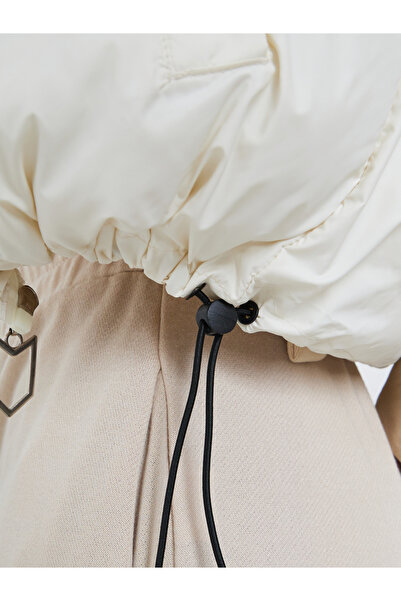 Styli Off White Regular Fit Crop Padded Jacket