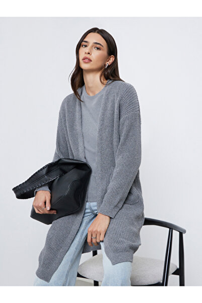 Styli Grey Regular Fit Knitted Cardigan