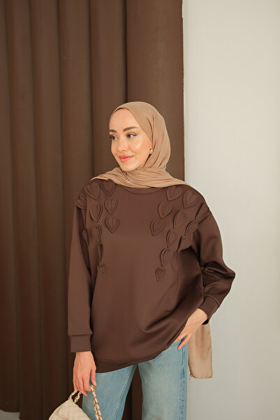 LOCCO Women's Heart Detailed Tunic Brown