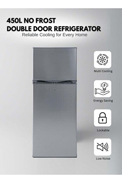 Venüs ثلاجة فينوس ٤٥٠ لترًا ببابين | خاصية منع التجمد، تشطيب من الفولاذ المقا...