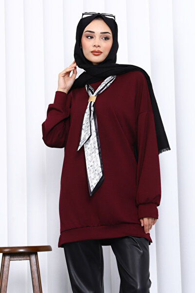 İmajButik Modal Tunic with Plum Scarf Accessories