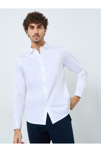 Styli Satin Slim Fit Tailored Long Sleeve Shirt