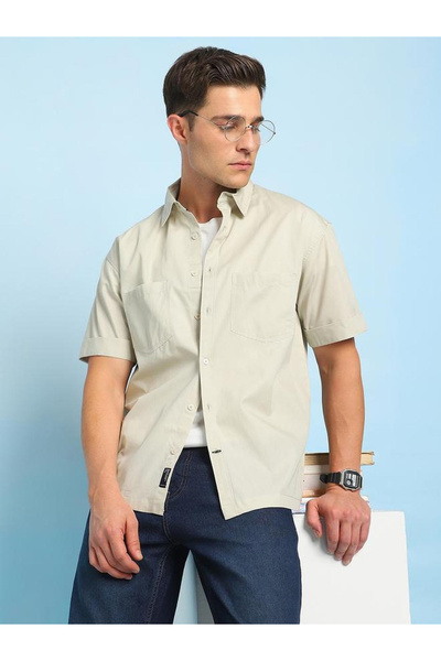 Dennis Lingo By Styli Men Relaxed Fit Solid Cotton Casual Shirt