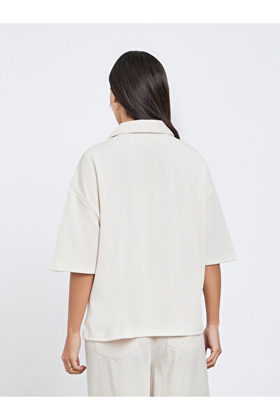 Styli Beige Soft Touch Relaxed Fit Polo T-Shirt