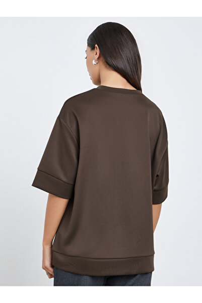 Styli Brown Oversized Round Neck T-Shirt