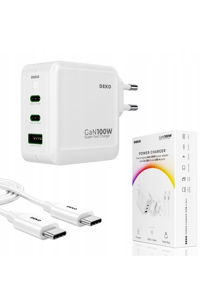 Other FAST USB C CHARGER UNIVERSAL 3x USB 100W TYPE C + USB C CABLE 100W