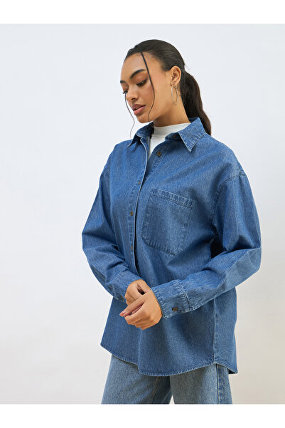 Sassafras By Styli Blue Denim Oversized Shirt