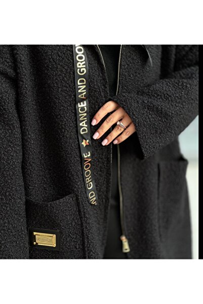 DİMA Boucle Fabric Hooded Zippered Cardigan